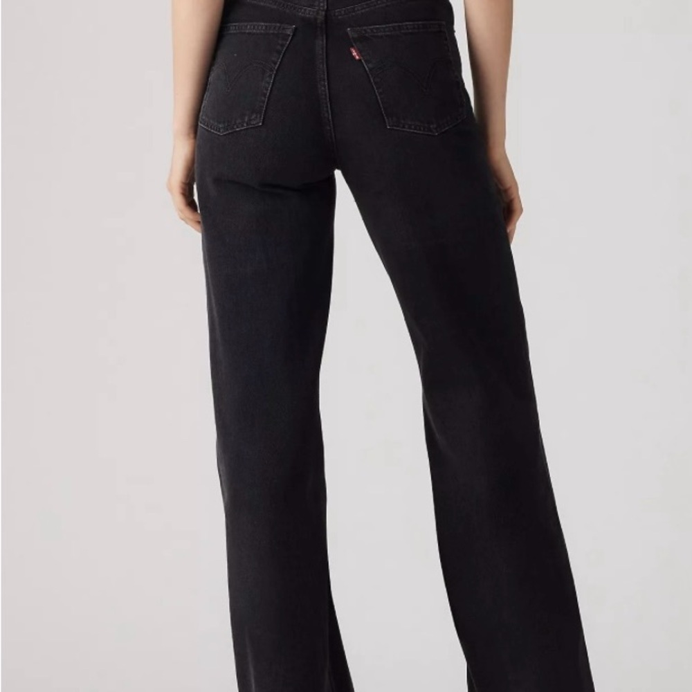 LEVI’S RIBCAGE WIDE LEG WOMEN'S JEANS BLACK 24W GREAT CONDITION - Picture 2 of 16